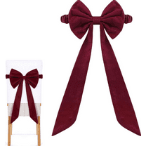 Burgundy Chair Sashes Christmas Red Chair Bows for Chairs 11.8” x 29.5“ Elastic Burgundy Velvet Sashes Chairs Bows for Christmas Banquet Home Wedding Events Holiday Event Decor