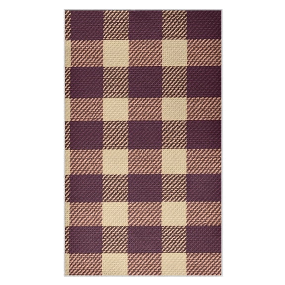 Burgundy Checkered Pattern Waffle Kitchen Towels 18x30 in Soft Absorbent Quick Dry Dishcloths