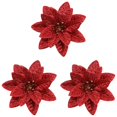 thumbnail image 1 of Burgundy Christmas Poinsettia Artificial Flowers, Shining Glitter Artificial Flower for Xmas Tree, 3.54" Poinsettia Glitter Ornament, Xmas Tree Decoration, Christmas Tree Hanging Flower, Party Decor, 1 of 5