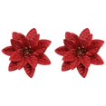 thumbnail image 1 of Burgundy Christmas Poinsettia Artificial Flowers, Shining Glitter Artificial Flower for Xmas Tree, 3.54" Poinsettia Glitter Ornament, Xmas Tree Decoration, Christmas Tree Hanging Flower, Party Decor, 1 of 5