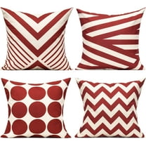 Burgundy Christmas Red Fall Throw Pillow Covers Cases Outdoor Decorative Cushion Home Accent Decor 16 x 16 Set of 4 for Couch Sofa Patio Decorations