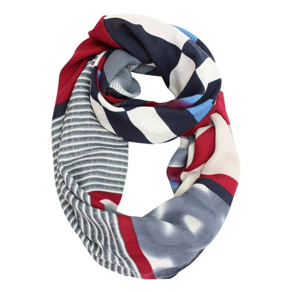 Burgundy City Chic Mixed Print Infinity Loop Scarf
