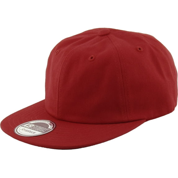 Burgundy Classic Cotton Flat Brim Unconstructed Baseball Cap Adjustable Strapback Style