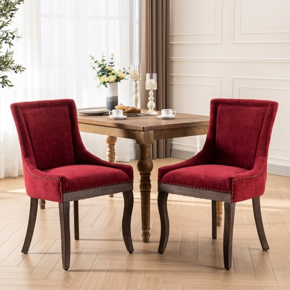 Burgundy Color - Modern Mid - Century Look - Dining Room Decor - Exquisite Luxury Dining Chairs Set