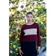 thumbnail image 1 of Burgundy Colorblock Long Sleeve Crop Top, 1 of 5