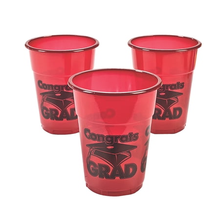 Burgundy Congrats Grad Disposable Cups - Party Supplies - 50 Pieces