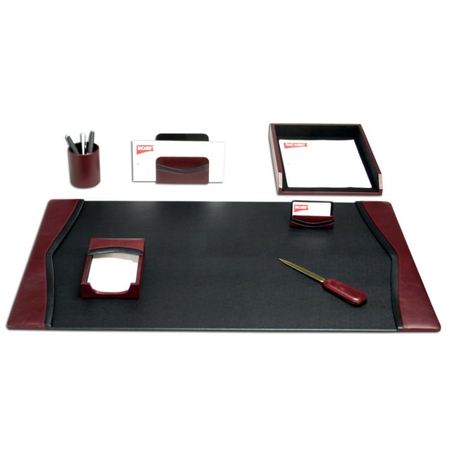 Burgundy Contemporary Leather 7-piece Desk Set - Walmart.com