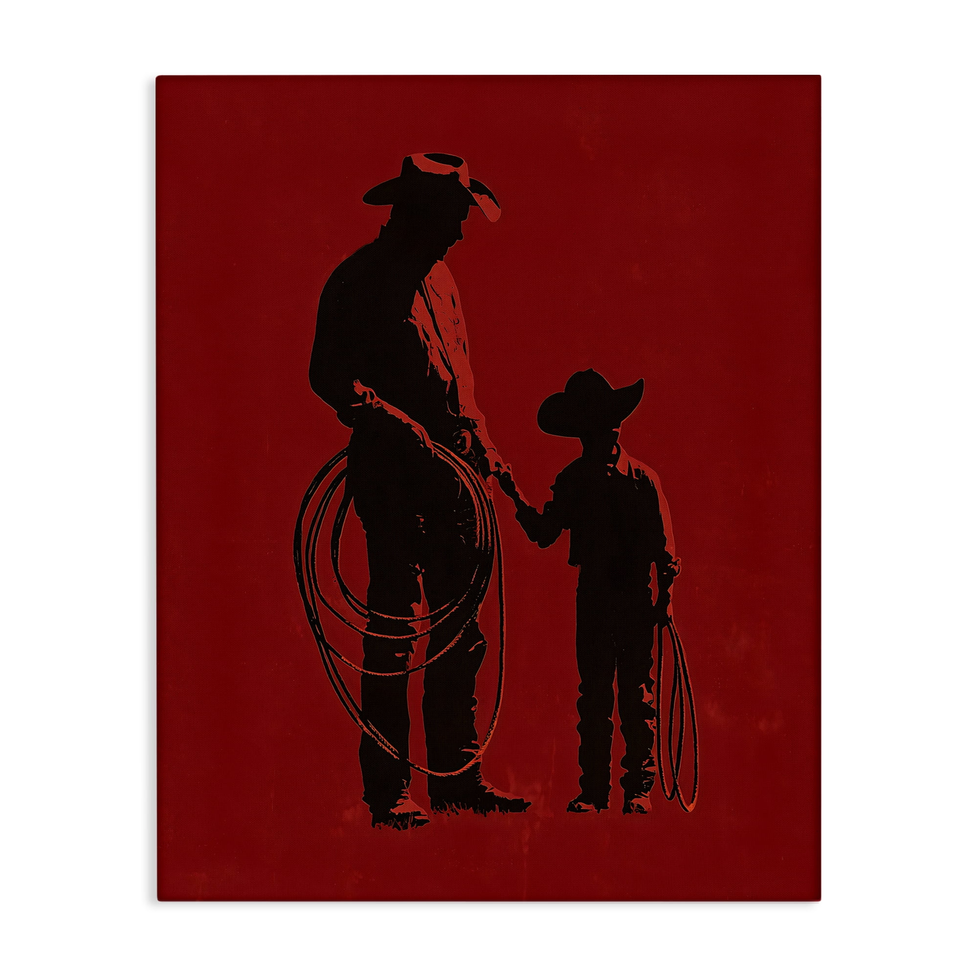 Burgundy Cowboy Father & Son Canvas Wall Art, design by Arlington Prints