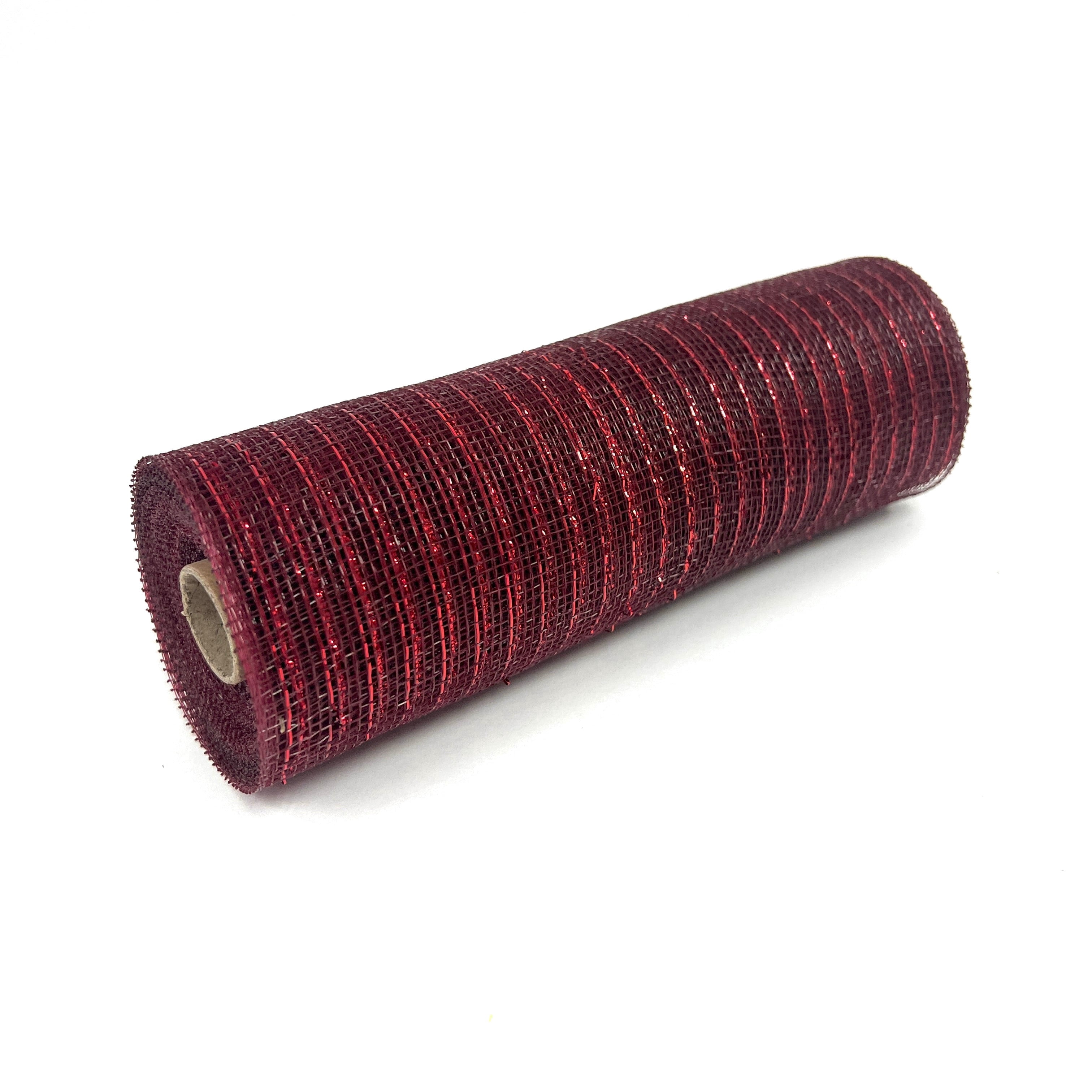 Deco Mesh Wraps Burgundy - Deco Mesh Wrap Metallic Stripes - ( 10 Inch x 10 Yards ...