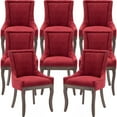 thumbnail image 1 of Burgundy Dining Chairs Set of 8, Kitchen & Dining Room Chairs, Fabric Upholstered Dinning Chairs, Sillas De Comedor, Nailhead Trim, Wood Legs (Red, 8 Pcs), 1 of 11