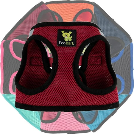 Burgundy Dog Harness Sport EcoBark Step-In Rapid Fastener Maroon Dog Vest Halter for Puppy and Small Dogs Reflective Comfort Adjustable Body Harness (XS, Wine)
