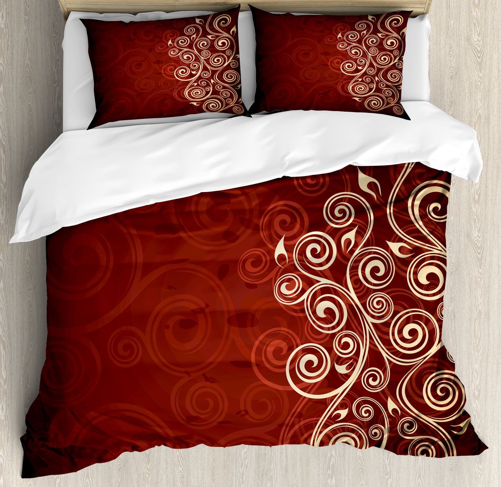 Burgundy Duvet Cover Set, Floral Swirls Ivy Image Ombre Details Grunge  Backdrop Flower Art, Decorative 3 Piece Bedding Set with 2 Pillow Shams,  Queen Size, Cream Ruby, by Ambesonne - Walmart.com, image size:1664x1618