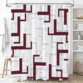 thumbnail image 1 of Burgundy Fabric Shower Curtain, Geometric Cloth Shower Curtain Set with 12 Plastic Hooks, Water Repellent, Machine Washable, Hotel Modern Decorative Polyester Shower Curtains for Bathroom, 72x72, 1 of 6
