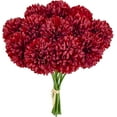 thumbnail image 1 of Burgundy Fake Flowers Artificial Chrysanthemum Ball Silk Flowers Fall Flowers 1" for Mother's Day Easter Home Kitchen Wedding Decorations, 1 of 5