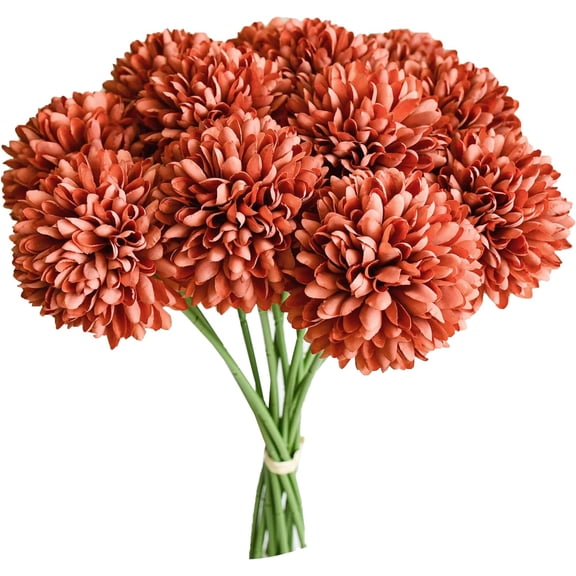 Burgundy Fake Flowers Artificial Chrysanthemum Ball Silk Flowers Fall Flowers 1" for Mother's Day Easter Home Kitchen Wedding Decorations