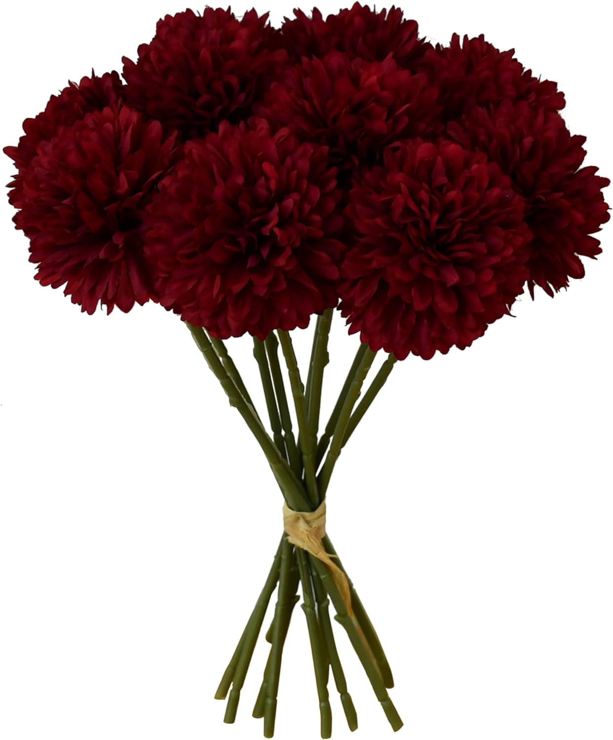 Burgundy Fake Flowers Artificial Chrysanthemum Ball Silk Flowers Silk Flowers 11" for Mother's Day Easter Home Kitchen Wedding Decorations