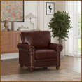 thumbnail image 1 of Burgundy Faux Leather Single Seat Accent Chair with Solid Wood Legs, Sturdy Frame & Removable Back Cushion for Living Room, 1 of 7