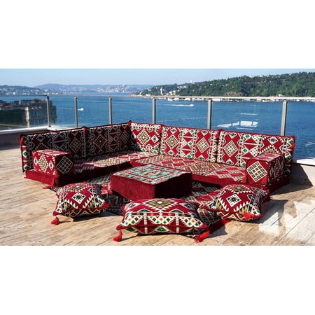 Burgundy Floor Cushions Sofa, Arabic Majlis, Turkish Sofa Set, L Shaped Modular Sofa, Arabic Floor Cushions, Sofa Bed, Sectionals for Living Room