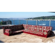 Burgundy Floor Cushions Sofa, Arabic Majlis, Turkish Sofa Set, L Shaped Modular Sofa, Arabic Floor Cushions, Sofa Bed, Sectionals for Living Room