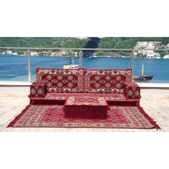Burgundy Floor Seating Sofa, Turkish Sofa, Foldable Couch, Sofa Sectionals, Arabic Majlis, Modular Sectional Couch, Floor Cushions