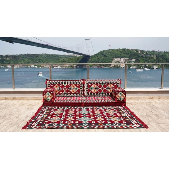Burgundy Floor Sofa, Modular Sectional, Sofa Bed, Floor Seating Sofa, Turkish Sofa Set, Meditation Sofa, Arabic Majlis Seating, Floor Cushions