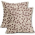 thumbnail image 1 of Burgundy Floral Pillow Covers 18x18 Set of 2 Vintage Rustic Old Style Cute Small Flower Burgundy Red Cream Print Decorative Outdoor Pillowcases Farmhouse Throw Cushion Case Decor for Couch Sofa Bed, 1 of 6