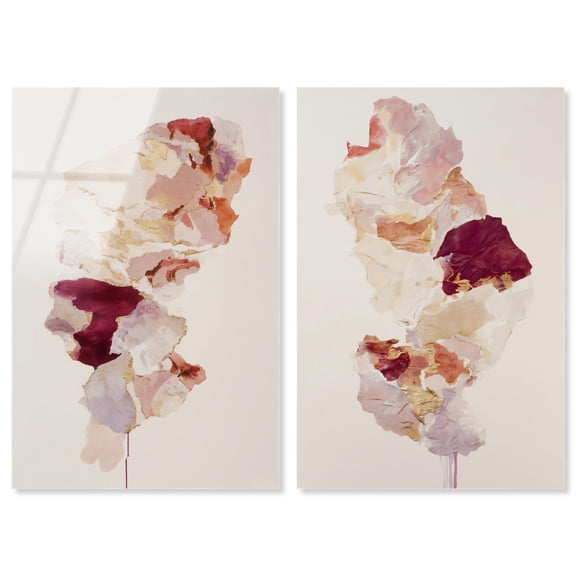Burgundy Flow Duet Acrylic Print Abstract Boho Art Set by Art Remedy, Ready to Hang, 10 x 15