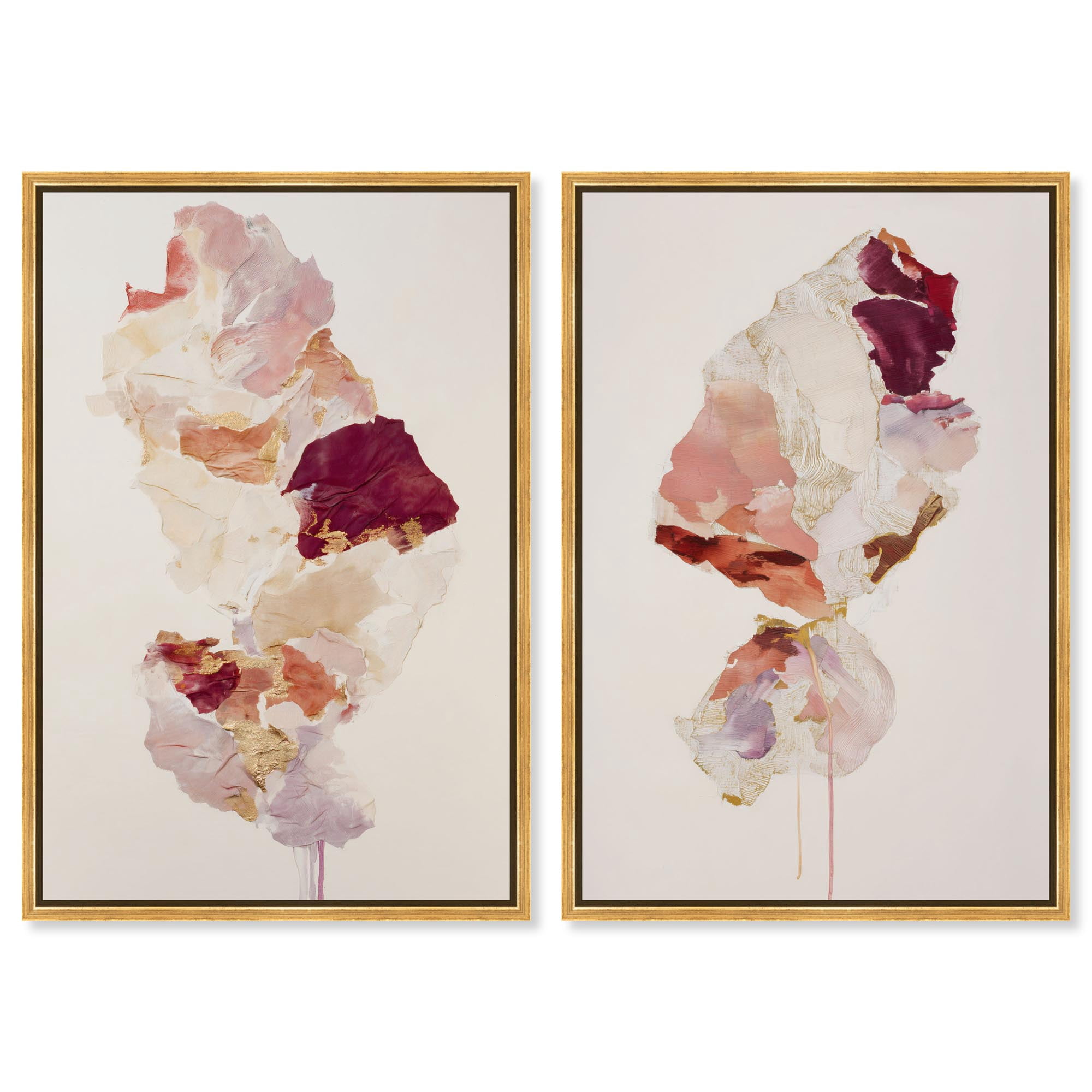Burgundy Flow Set Canvas Print Boho Gold Wall Decor Set by Art Remedy ...