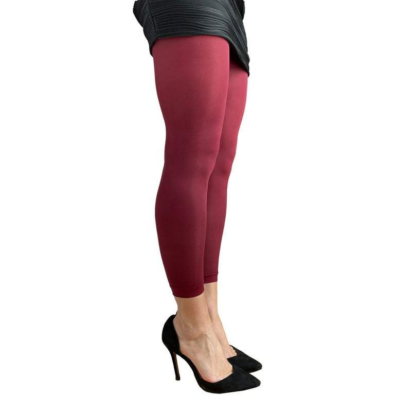 Burgundy Footless Tights For Women 