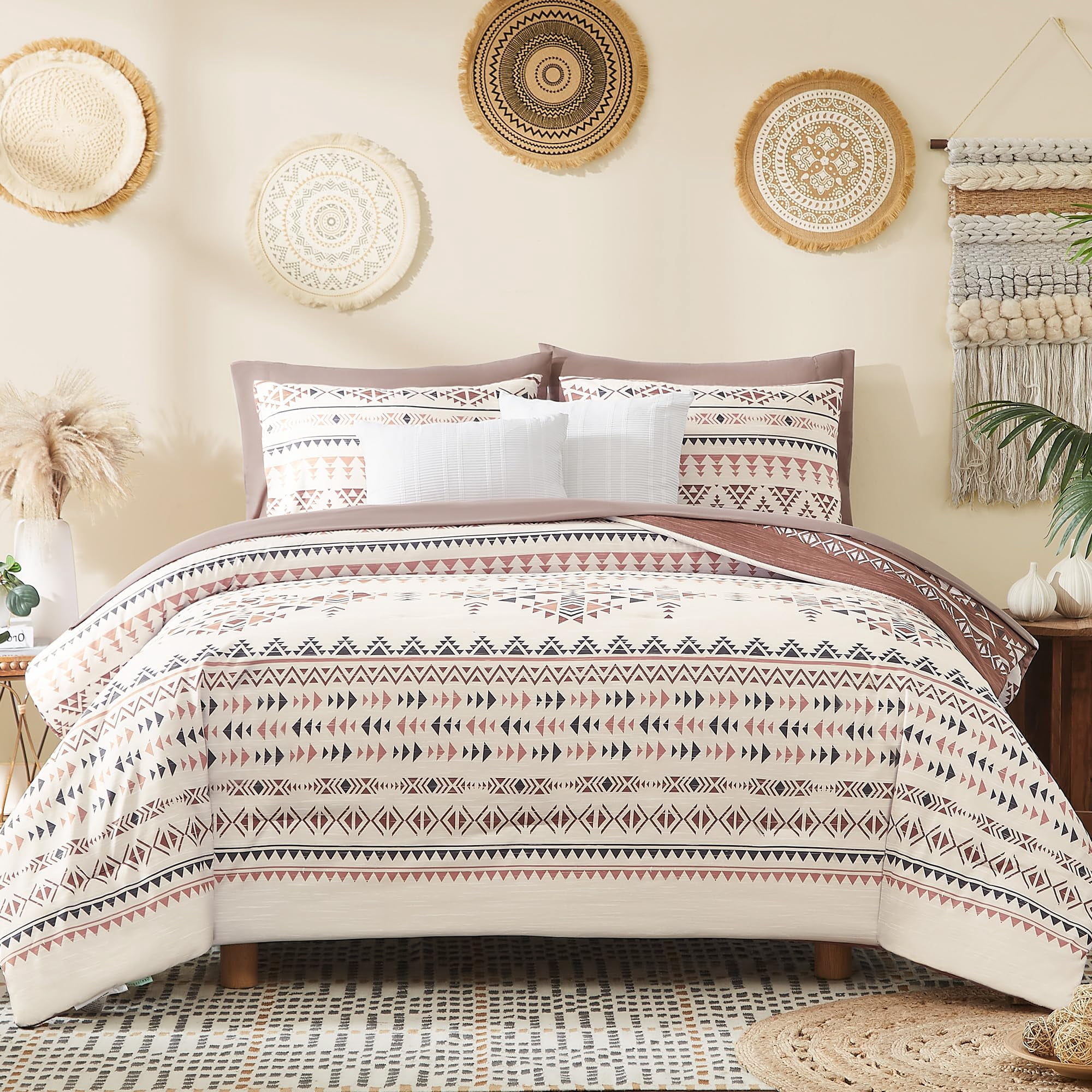 Burgundy Full 7-Piece Bed In A Bag Bedding Set For All Seasons ...
