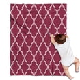 thumbnail image 1 of Burgundy Geometric Quatrefoil Pattern Blanket,Comfortable Soft Flannel Throw Blanket,All Season,Warm Lightweight Blankets for Sofa Bed Couch Living Room Chair,30"x40", 1 of 4