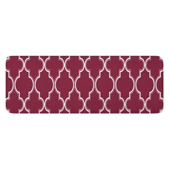 Burgundy Geometric Quatrefoil Pattern Kitchen Rug Mat,Kitchen Runner Rugs Non Skid Washable,Decorative Kitchen Floor Mats for Kitchen,Sink,Laundry,17"x47.2"