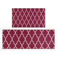 thumbnail image 1 of Burgundy Geometric Quatrefoil Pattern Kitchen Rugs Sets Of 2,Anti Fatigue Kitchen Mat Rugs Non Slip Washable,Decorative Kitchen Floor Mats for Kitchen,Sink,Laundry,17"x30"+17"x47", 1 of 7