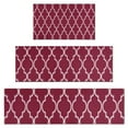thumbnail image 1 of Burgundy Geometric Quatrefoil Pattern Kitchen Rugs Sets Of 3,Kitchen Runner Rugs Non Skid Washable,Decorative Kitchen Floor Mats for Kitchen,Sink,Laundry,17"x30"+ 17"x47" + 17"x59", 1 of 6
