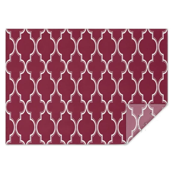 Burgundy Geometric Quatrefoil Pattern Rectangle Tablecloth 60"x84",Waterproof Polyester Rectangle Table Cloth, Wipeable Spillproof Polyester Tablecloth for Dining, Camping, Indoor and Outdoor