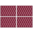 thumbnail image 1 of Burgundy Geometric Quatrefoil Pattern Summer Placemats Table Placemats Set Of 4-Linen Kitchen Washable Placemats Table Mats 11.8"x17.7" Non-Slip Heat Resistant, 1 of 6