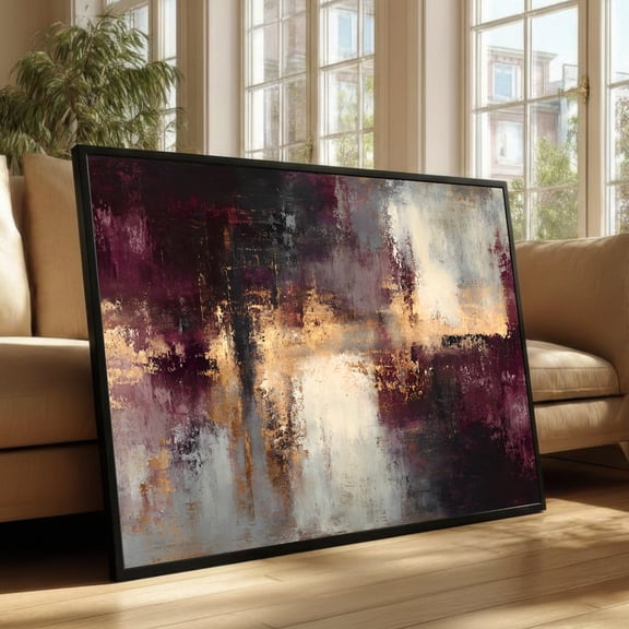 Burgundy Gold Abstract Wall Art Print