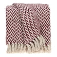 thumbnail image 1 of Burgundy Handloom Herringbone Weave with Tassels, 1 of 5