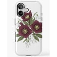 Halabore Burgundy Hellebore and White Snowdrop Tough iPhone Case with Green ...