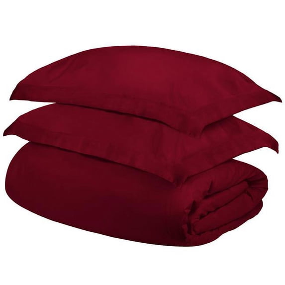 Burgundy King Size Cotton Blend 400 Thread Count Washable Duvet Cover Set