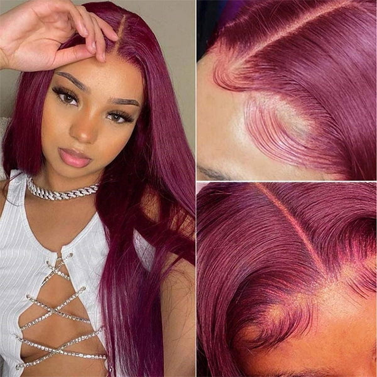 Burgundy Lace Front Wig Colored Straight Wigs 4x4 Lace Closure Wig 3448