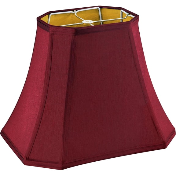 Burgundy Lamp Shade Square Cut Corner for Table Lamp and Floor Lamp, 8x14x11 Inch Medium Natural Faux Silk, Easy Assembly Required (Single) Red Modern & Victorian Lampshade Replacement