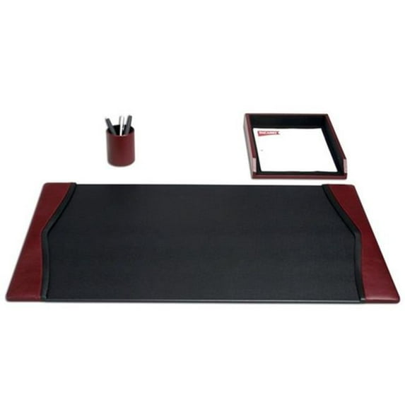 Burgundy Leather 3-Piece Desk Set