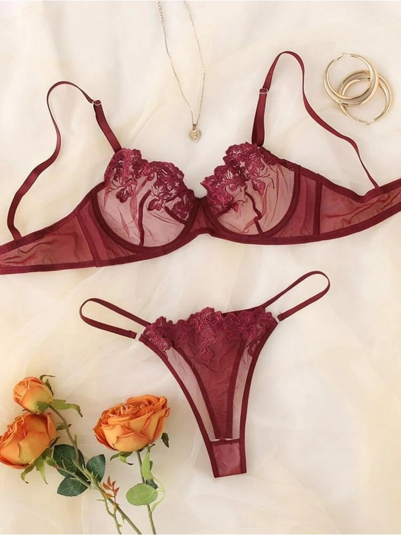 Burgundy Lingerie Set - Walmart.com