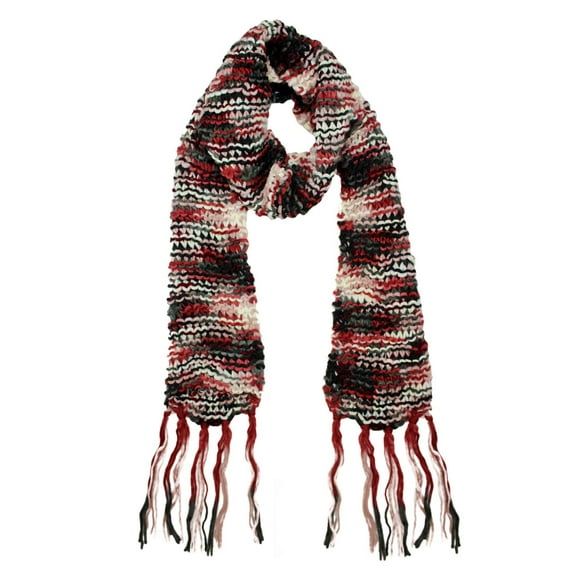 Burgundy Long Two-Tone Knit Unisex Winter Scarf