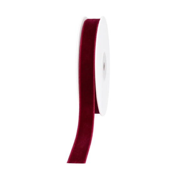 Burgundy Maroon Dark Red Velvet Ribbon on Spool, Deep Red Velvet Ribbon for Making Bows, Christmas Tree, Gift Wrapping, Craft and Wreath Decor