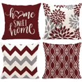 thumbnail image 1 of Burgundy Modern Pillow Covers 16x16 Set of 4,Decorative Couch Throw Pillow Cover for Sofa Living Room, Red and Cream Farmhouse Cushion Case Outdoor Home Decoration(Burgundy), 1 of 6