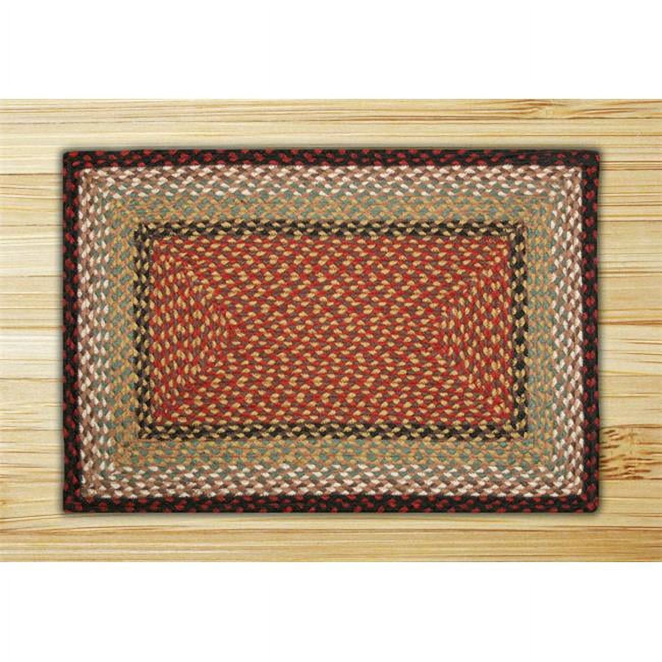 Burgundy and Mustard Braided Jute Oblong Rug 27" x 45"
