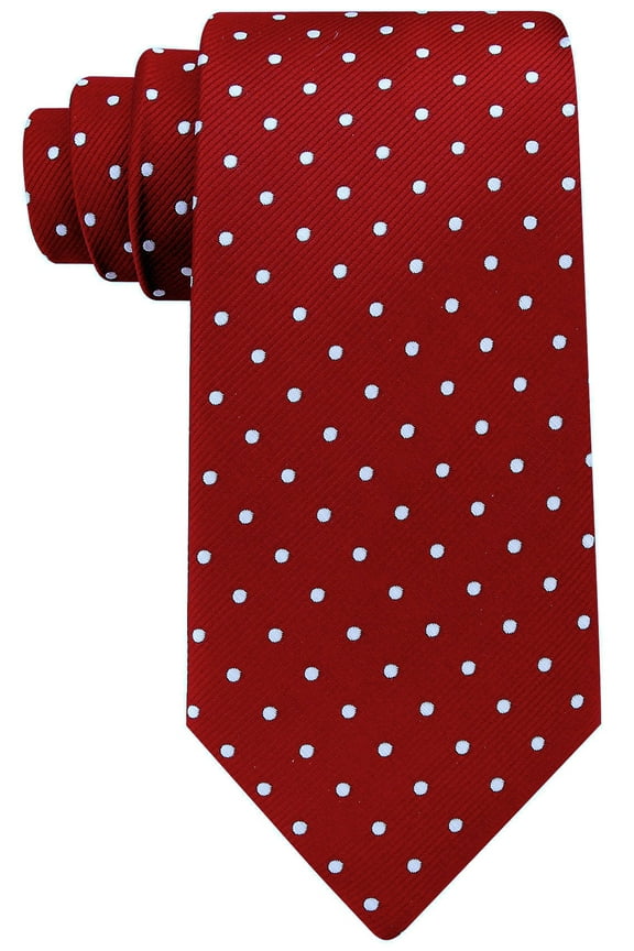 Burgundy Neckties for Men - Burgundy Red and White Polka Dot Tie - Polkadot Neckwear Red