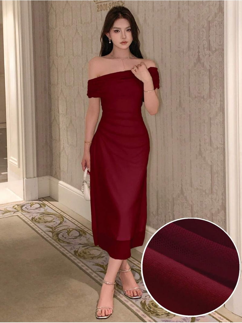 cocktail dress that covers arms Evening dress prom gown Temperament short red Toastmasters cover arms  summer Bride Wedding Thank you banquet long dress dress dress